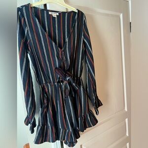 Black striped long sleeve romper